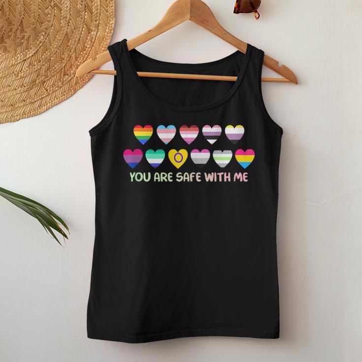 You Are Safe With Me Rainbow Bi Transgender Lgbt Pride Women Tank Top Unique Gifts