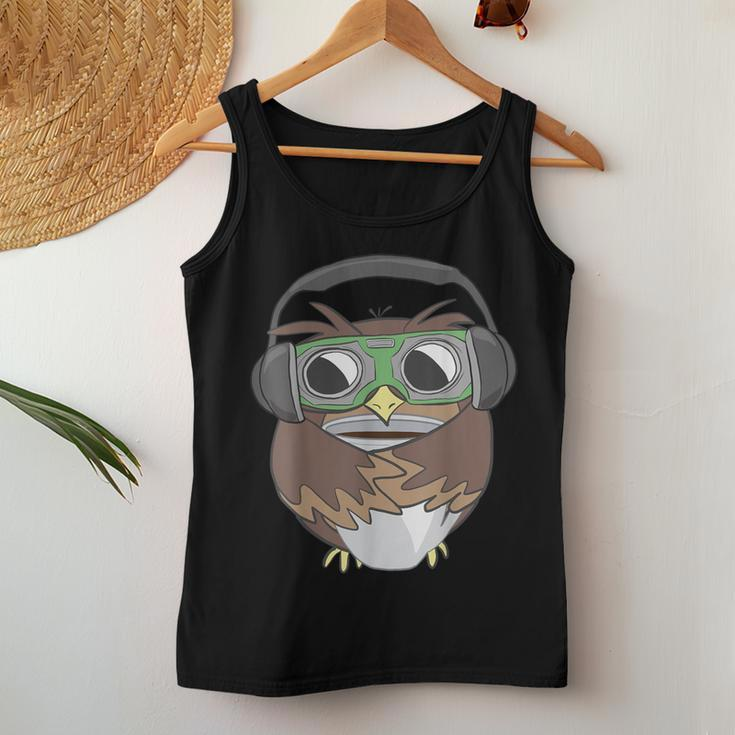 Sarcastic Coffee & Owl Lovers Cute Vintage Gamer Women Tank Top Unique Gifts