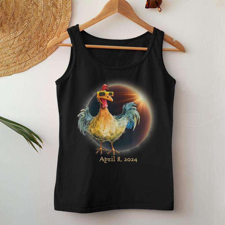 Total Solar Eclipse Chicken Wearing Eclipse Glasses Women Tank Top Funny Gifts