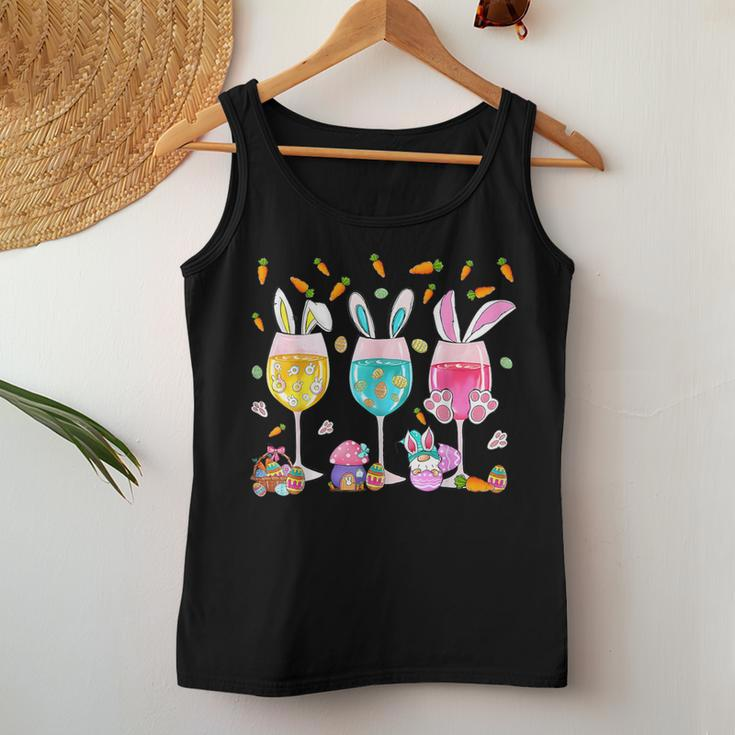 Wine Glasses Bunny With Egg Basket Spring Easter Women Women Tank Top Funny Gifts