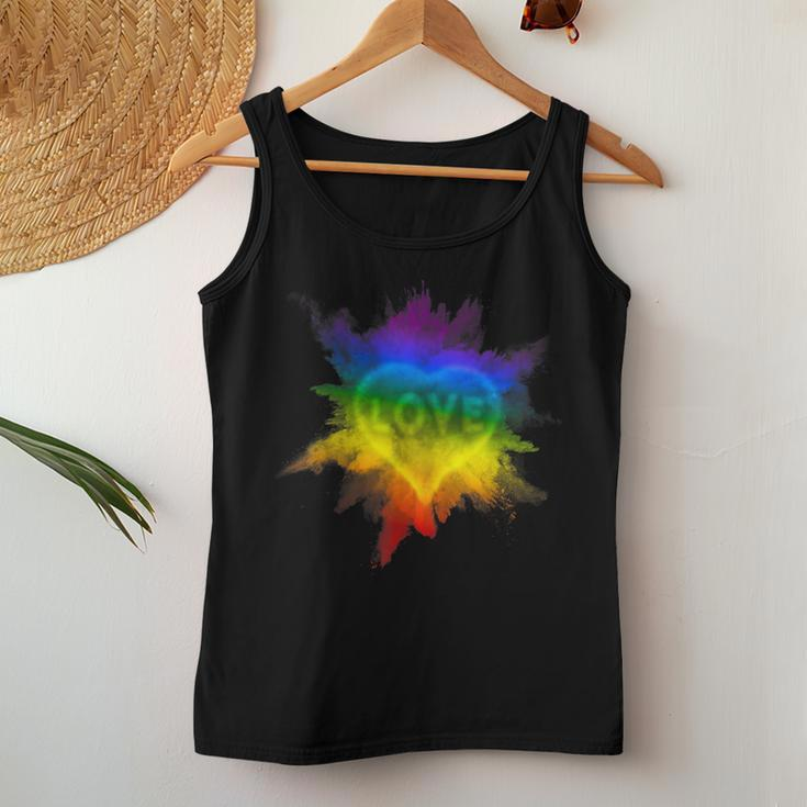 Gay Flag Pride Rainbow Top Exploding Love Lgbtq Flag Women Tank Top Funny Gifts
