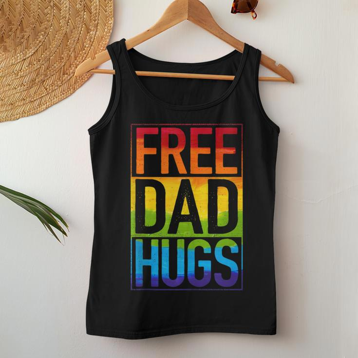 Gay Pride Free Dad Hugs Rainbow Lgbt Lgbtq Pride Fathers Day Women Tank Top Unique Gifts