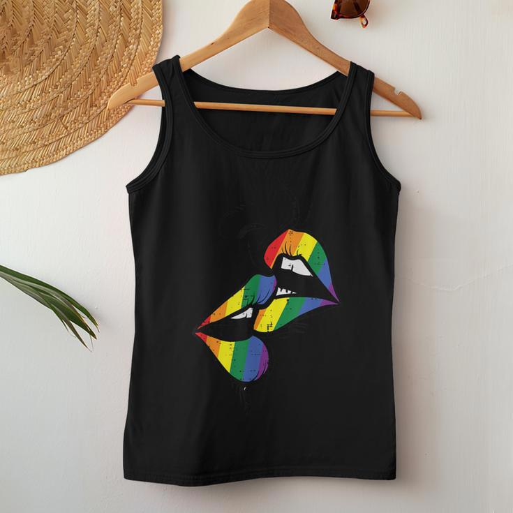 Gay Rainbow Lips Kissing Lgbt Flag Pride Month Women Women Tank Top Unique Gifts