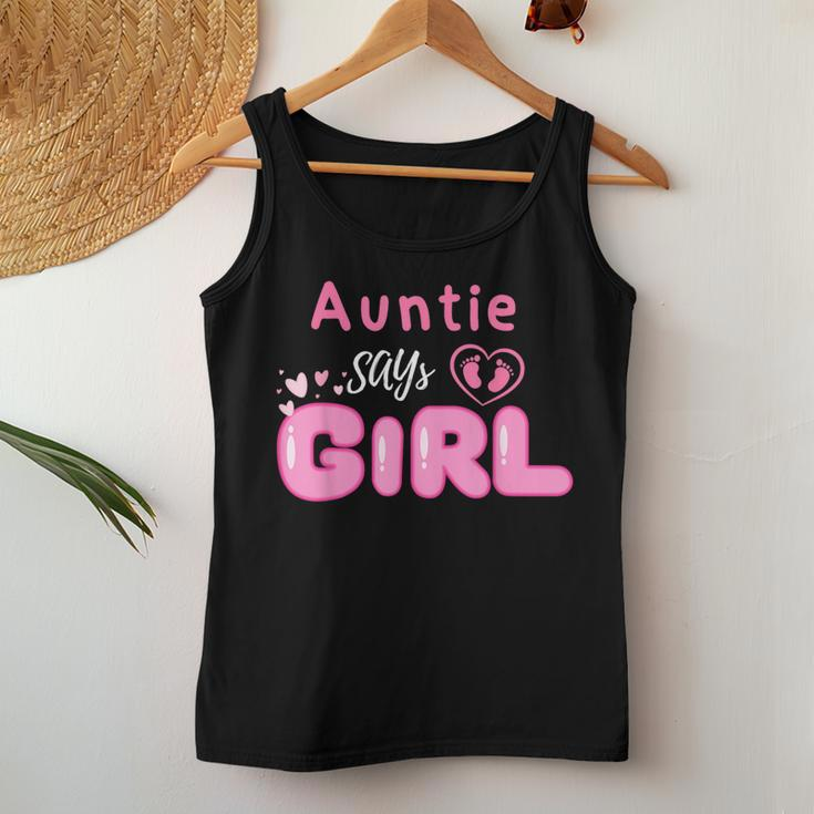Gender Reveal Auntie Says Girl Baby Matching Family Costume Women Tank Top Personalized Gifts
