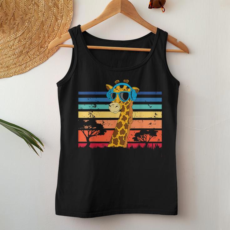 Giraffe With Sunglasses Giraffe Lover Zoo Animal Wildlife Women Tank Top Personalized Gifts