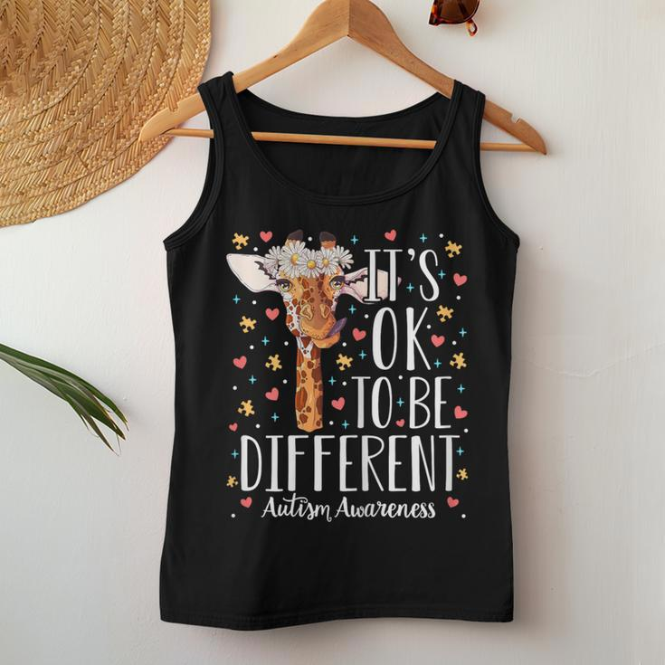 Girls Autism Giraffe It's Ok To Be Different Autistic Women Tank Top Unique Gifts