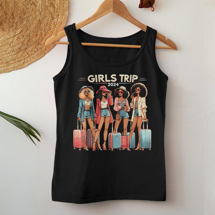 Girl's Trip 2024 Black Bestie Matching Black Vacation Women Tank Top Personalized Gifts