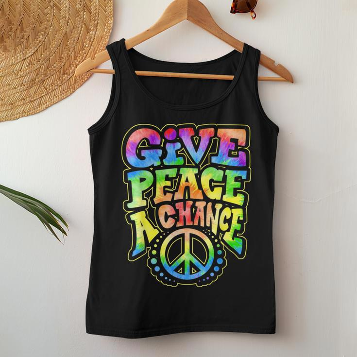 Give Peace A Chance Rainbow Tie Dye Hippie Hippy Women Tank Top Unique Gifts