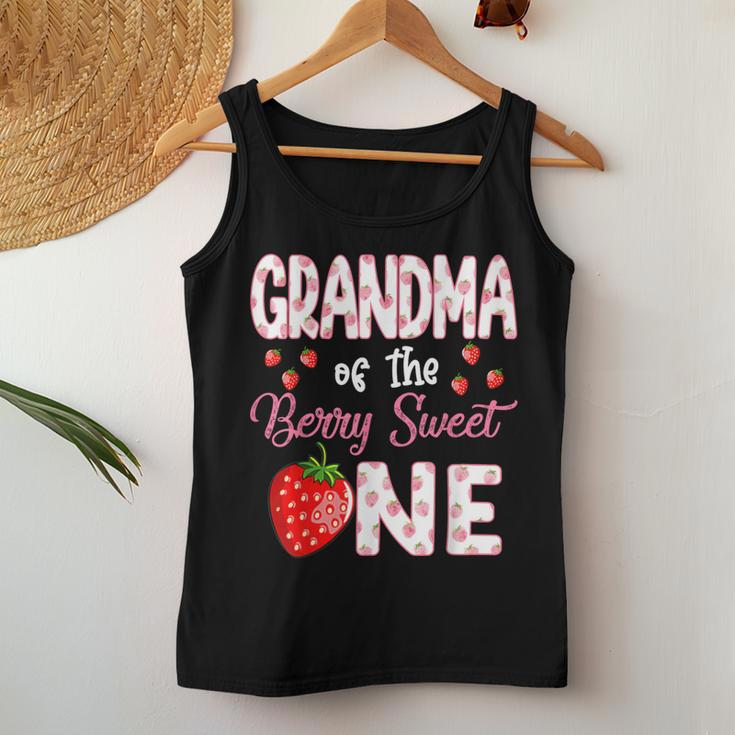 Grandma Of The Berry Sweet One Strawberry First Birthday Women Tank Top Personalized Gifts
