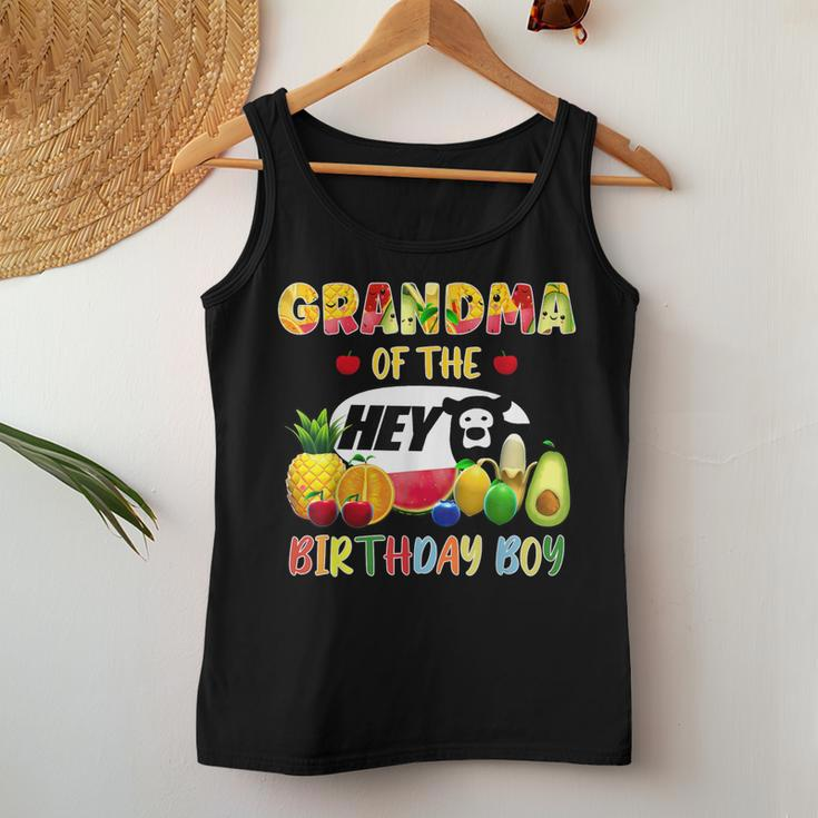 Grandma Of The Birthday Boy Family Fruit Hey Bear Birthday Women Tank Top Funny Gifts