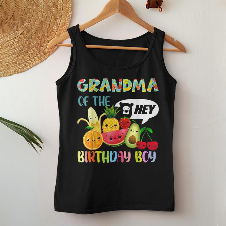 Grandma Of The Birthday Boy Family Fruit Birthday Hey Bear Women Tank Top Unique Gifts