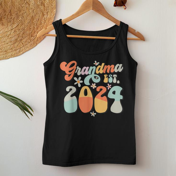 Grandma Est 2024 Retro Groovy Promoted To Grandma Women Tank Top Personalized Gifts