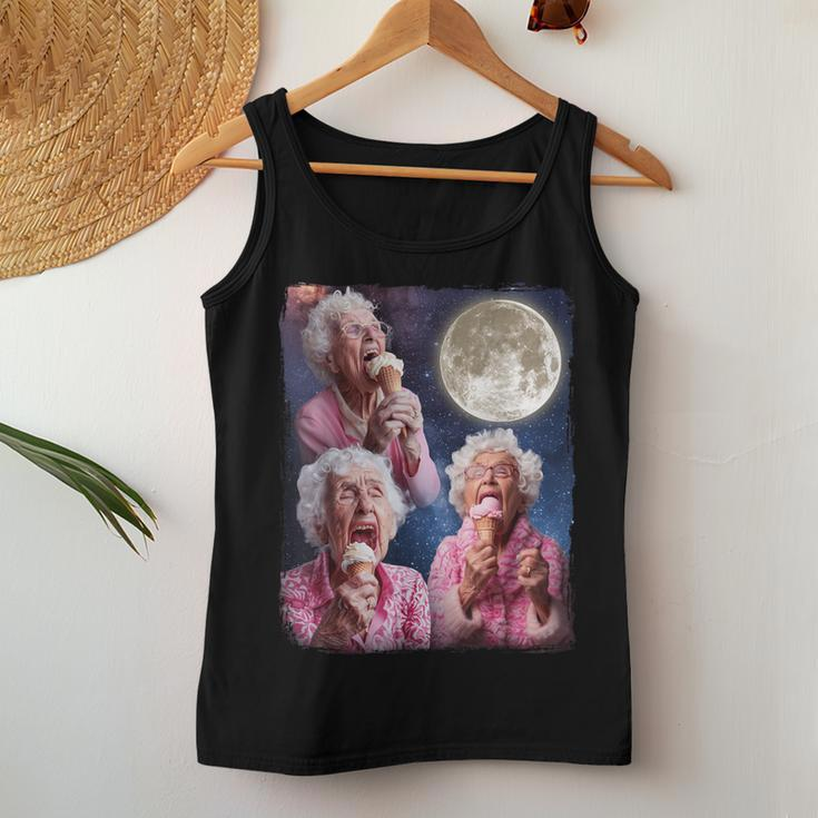 Grandma Howling Moon Grandma Licking Ice Cream Women Tank Top Unique Gifts
