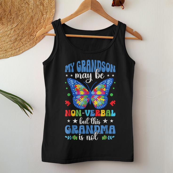 My Grandson Proud Autism Grandma Autism Warrior Grandma Women Tank Top Funny Gifts