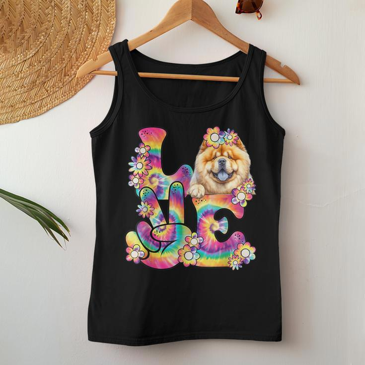 Groovy Love Chow Chow Tie Dye Dog Mom Dad Women Tank Top Unique Gifts