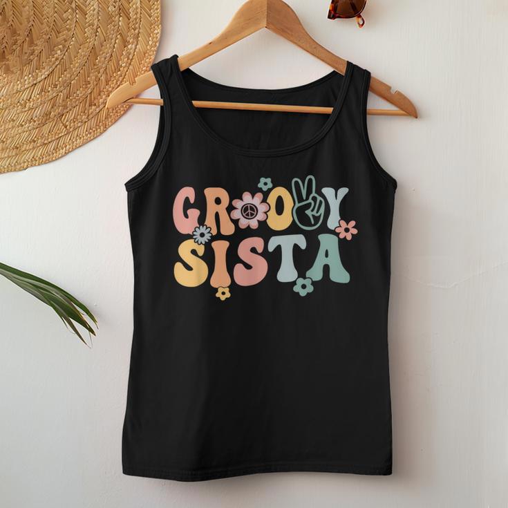 Groovy Sista Retro Sister Matching Family 1St Birthday Party Women Tank Top Unique Gifts