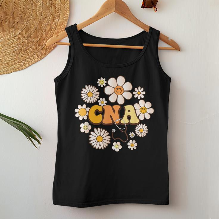 Groovy Smile Face Wildflower Cna Certified Nursing Assistant Women Tank Top Personalized Gifts