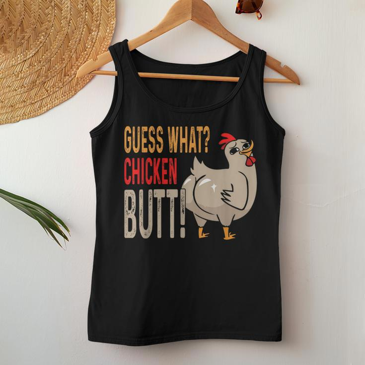 Guess What Chicken Butt Dad Siblings Friends Humor Women Tank Top Unique Gifts