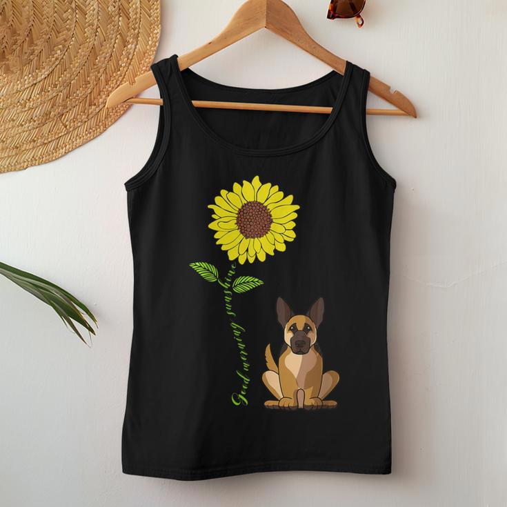 Guten Morgen Sonne Deutsch Schäferhund Mama Papa Tank Top Frauen Lustige Geschenke