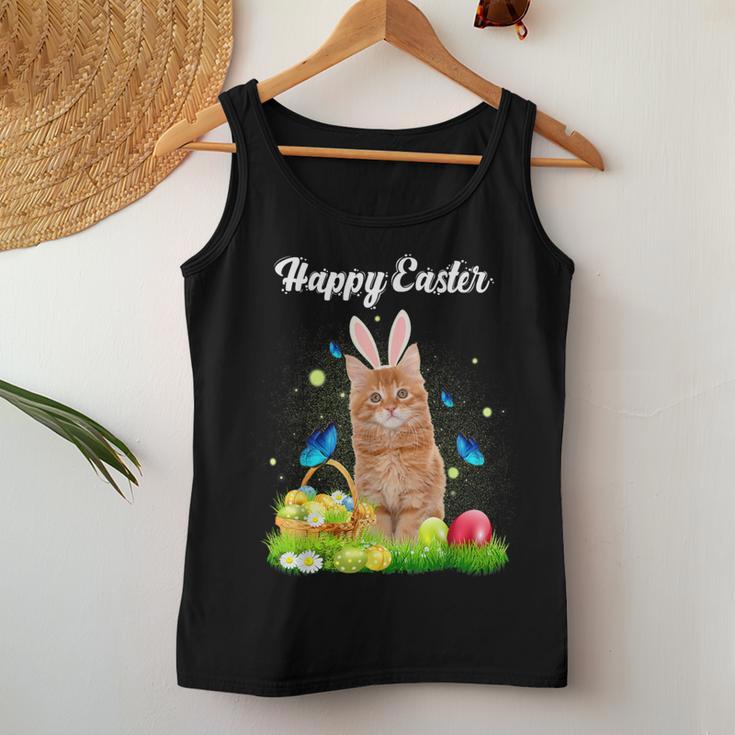 Happy Easter Day Bunny Cat Eggs Basket Cat Lover Women Tank Top Unique Gifts