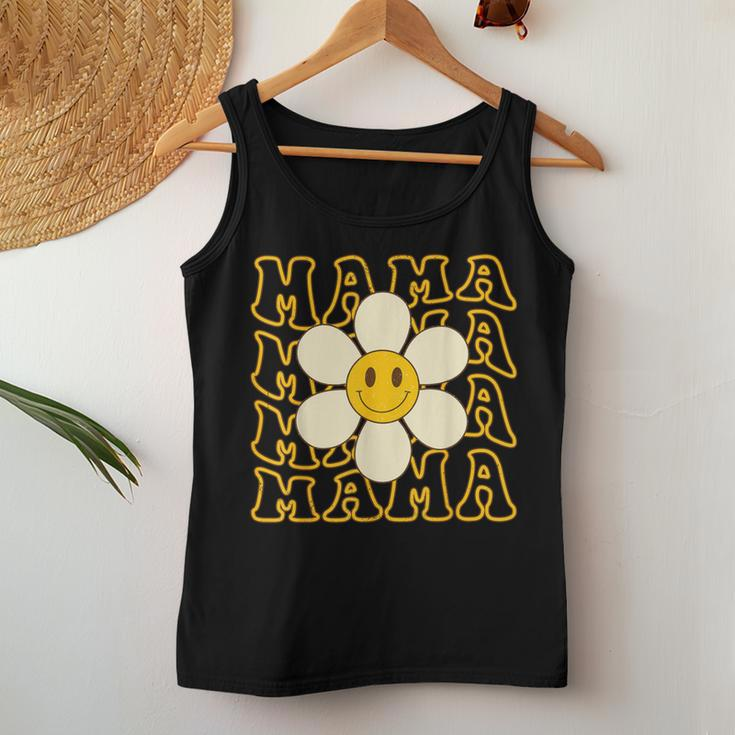 Happy Face Mama Groovy Daisy Flower Smiling Flower Women Tank Top Funny Gifts