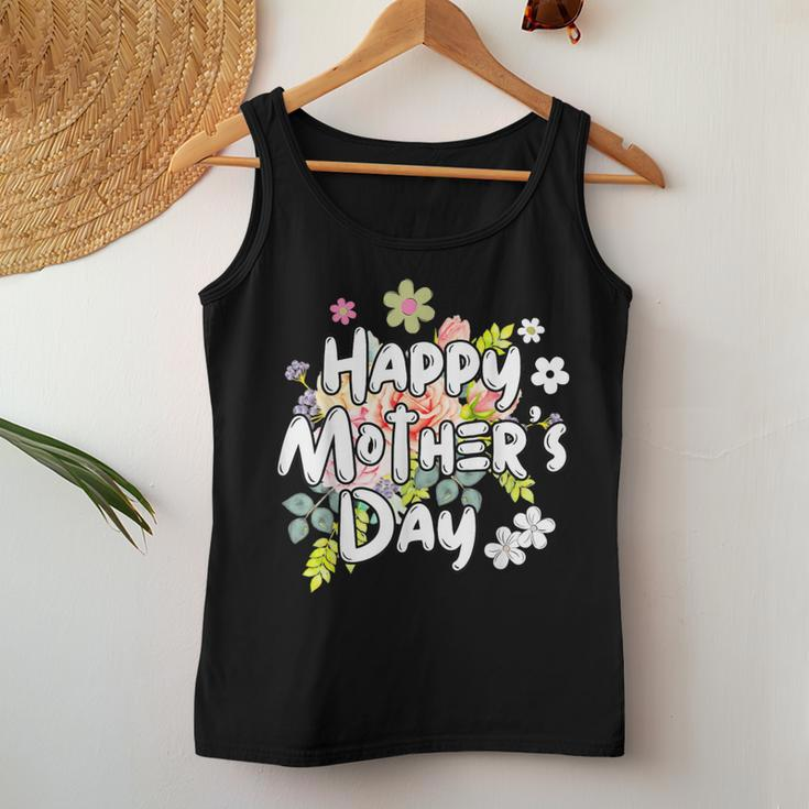 Happy Mother's Day Floral Mom Mommy Grandma 2024 Women Tank Top Unique Gifts