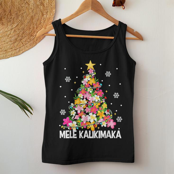 Hawaiian Floral Christmas Tree Mele Kalikimaka Tropical Xmas Women Tank Top Unique Gifts