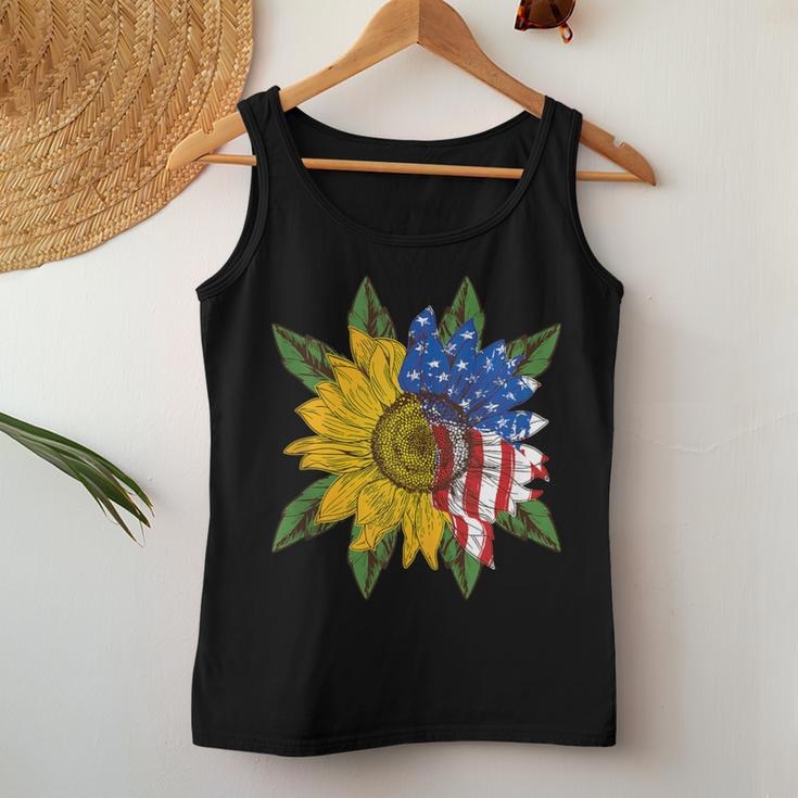 Hippie Hippies Peace Sunflower American Flag Hippy Women Tank Top Unique Gifts