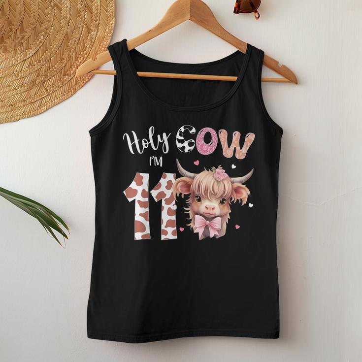 Holy Cow I'm 11 Highland Cow Print 11Th Birthday Girl Women Tank Top Unique Gifts