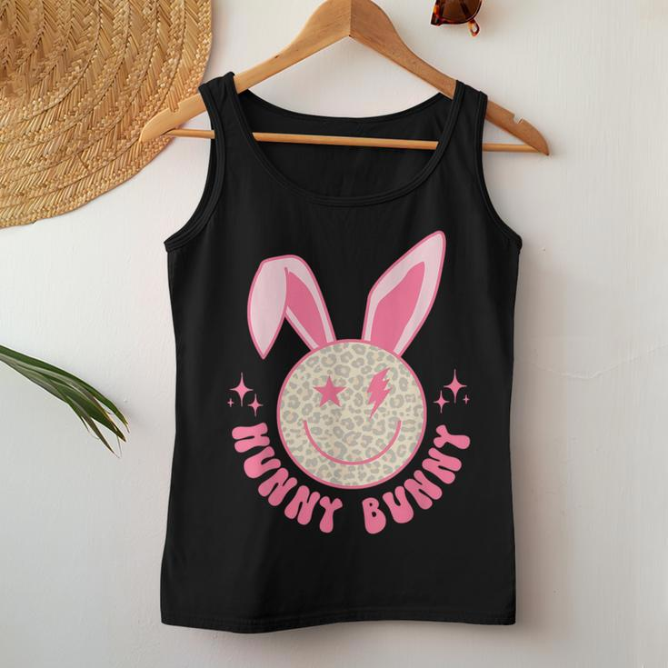 Hunny Bunny Retro Groovy Easter Leopard Smile Face Rabbit Women Tank Top Unique Gifts