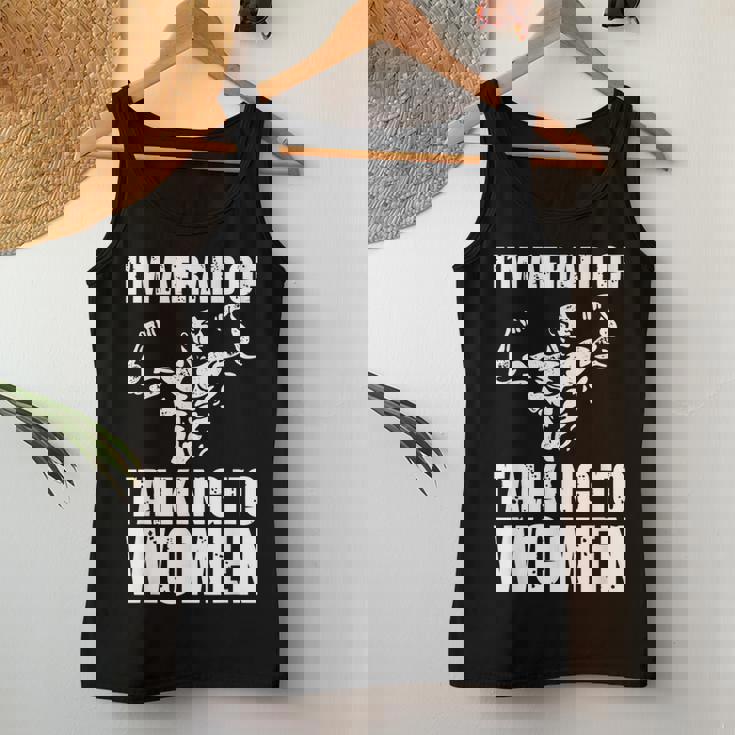 I'm Afraid Of Talking To Entrenamiento Satírico Camiseta sin mangas para mujer Regalos divertidos