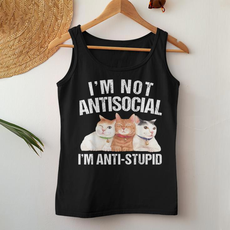I'm Not Antisocial I'm Anti Stupid Sarcastic Introvert Women Tank Top Unique Gifts