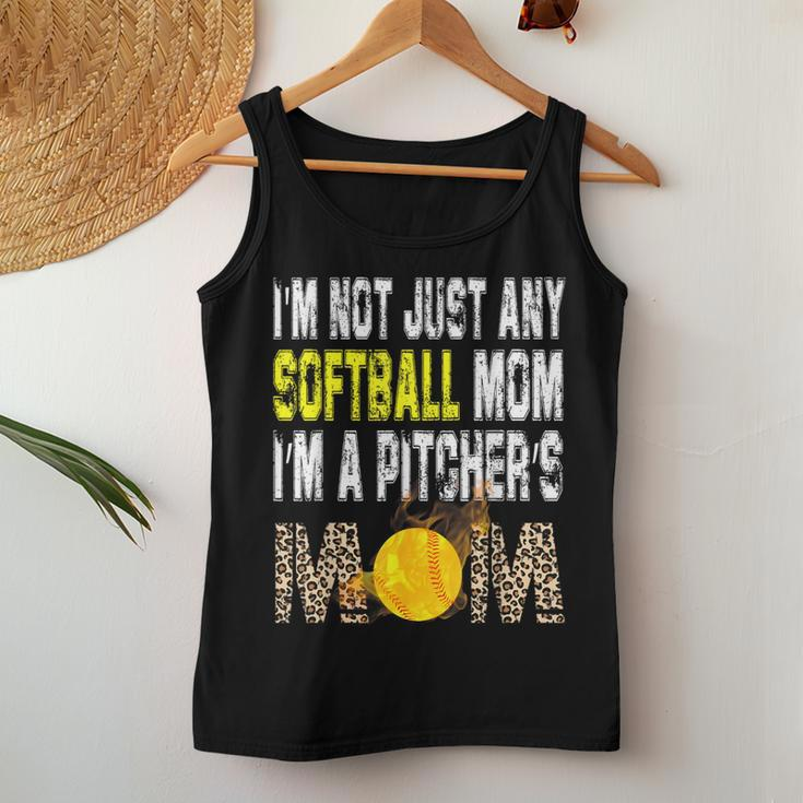 I'm Not Just Any Softball Mom I'm A Pitcher's Mom Leopard Women Tank Top Funny Gifts
