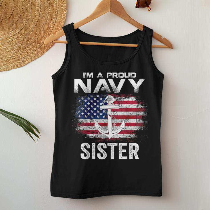 I'm A Proud Navy Sister With American Flag Veteran Women Tank Top Unique Gifts