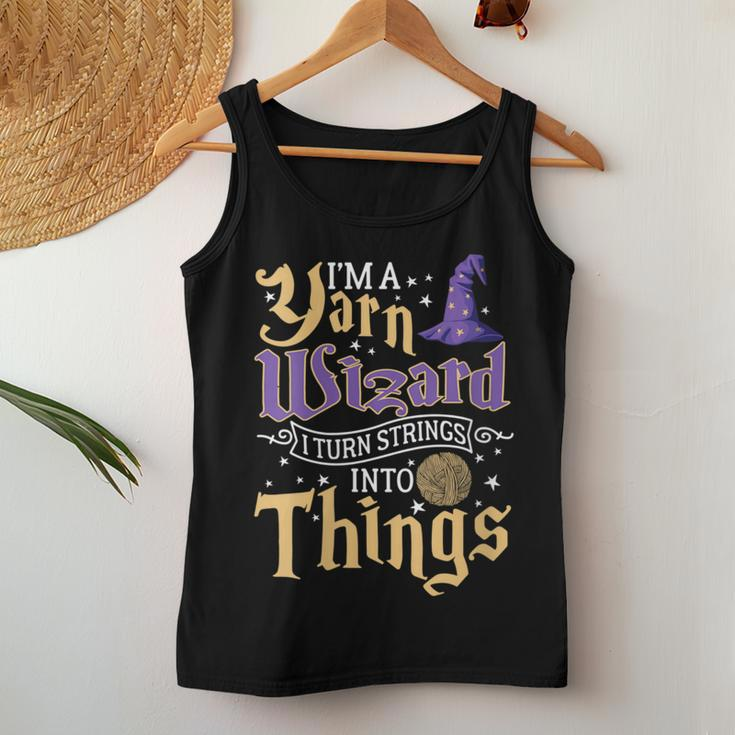 I'm A Yarn Wizard I Turn Strings Into Things Crochet Women Tank Top Unique Gifts