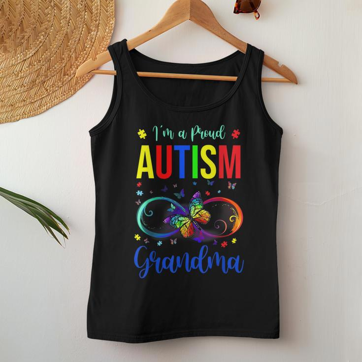 Infinity Im A Proud Grandma Autism Awareness Butterfly Women Tank Top Funny Gifts