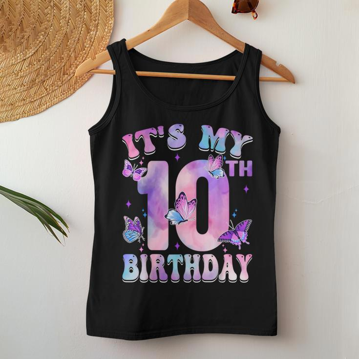 It's My 10Th Birthday Butterfly Theme 10 Year Old Party Girl Women Tank Top Unique Gifts
