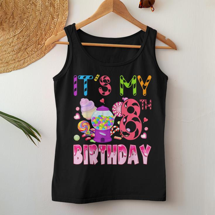 Its My 8Th Birthday Candy Candyland Birthday Girl 8 Year Old Women Tank Top Funny Gifts