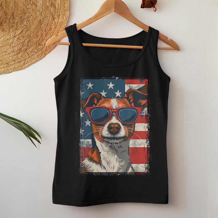 Jack Russel Dog 4 Juli Amerika Usa Flagge Patriotische Mama Papa Tank Top Frauen Lustige Geschenke