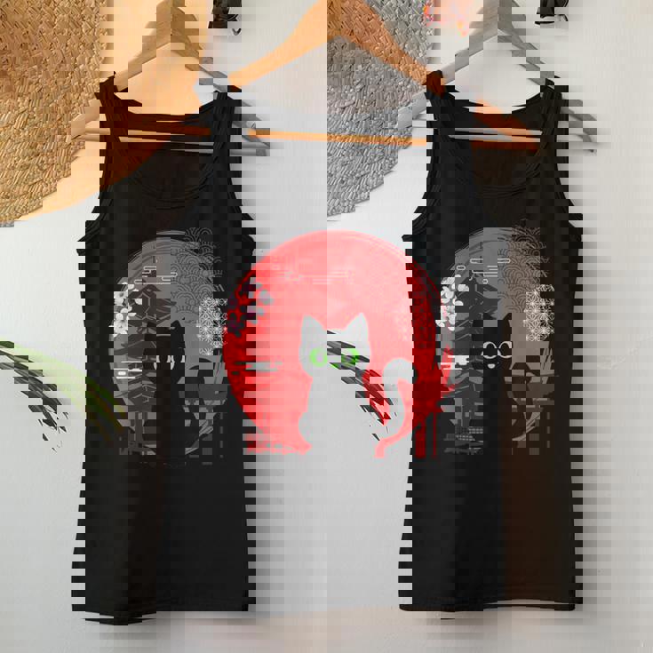 Japanese Cat Silhouette Flower Kitten Anime Lover Cat Women Tank Top Personalized Gifts