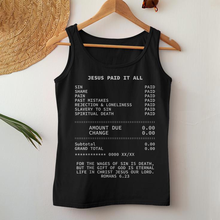 Jesus Paid It All Christianity Christian Bible Christ Women Tank Top Unique Gifts