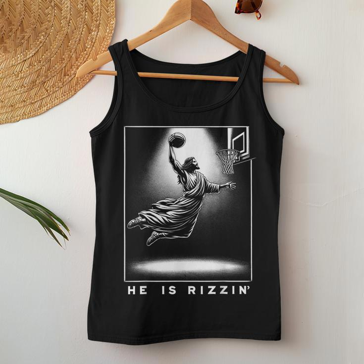 Jesus He Is Rizzin' Basketball Easter Christian Religious Women Tank Top Unique Gifts