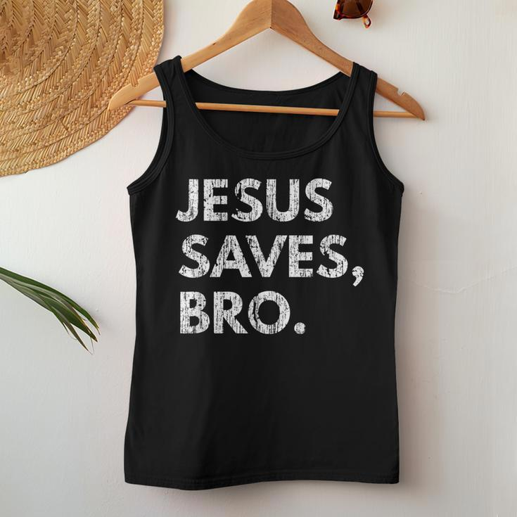 Jesus Saves Bro Vintage Christian Religious Believer Women Tank Top Unique Gifts