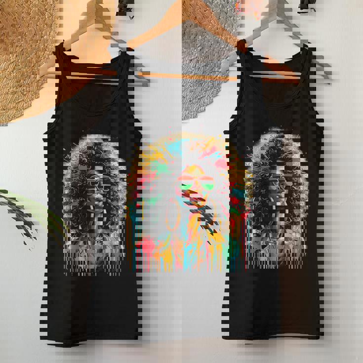 Junenth Black Queen Afro African Melanin Dripping Women Tank Top Unique Gifts