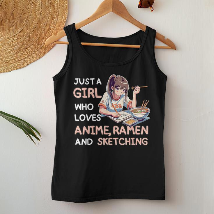 Just A Girl Who Loves Anime Ramen Sketching Anime Japan Women Tank Top Unique Gifts