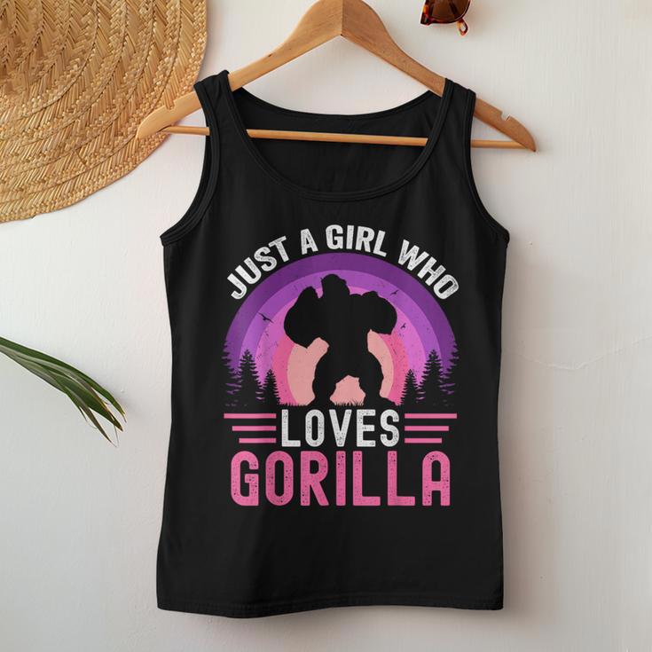 Just A Girl Who Loves Gorillas Great Retro Vintage Gorilla Women Tank Top Unique Gifts