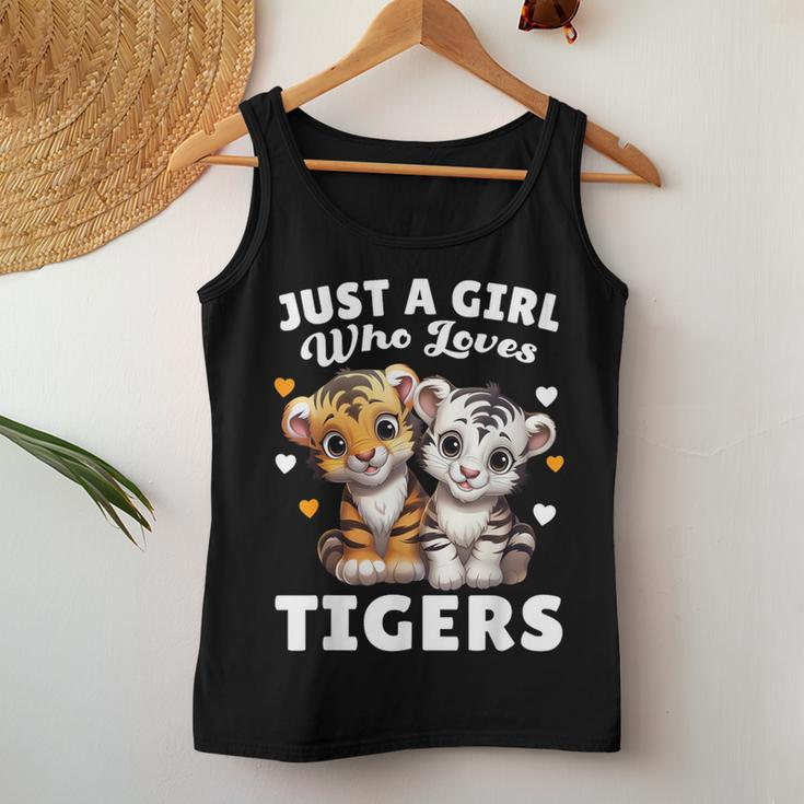 Just A Girl Who Loves Tigers Cute Baby Tigers & Hearts Women Tank Top Personalized Gifts