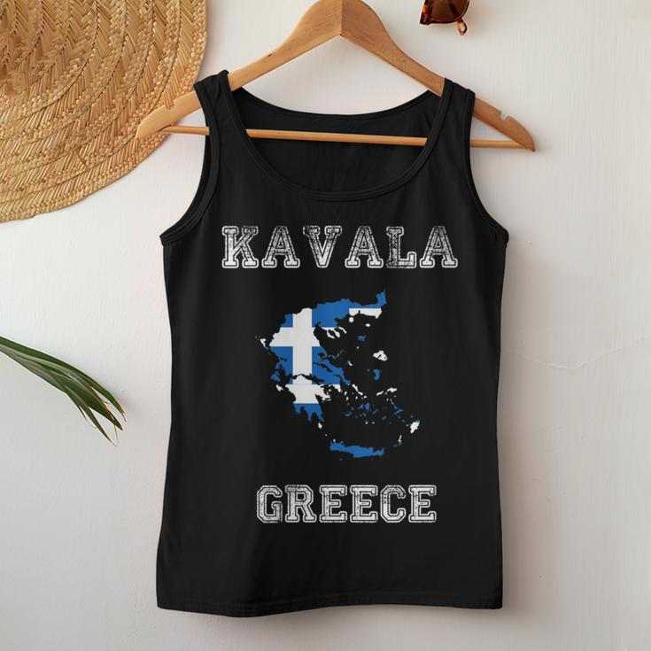 Kavala Greece Vintage Kavala Flag Map Women Tank Top Unique Gifts