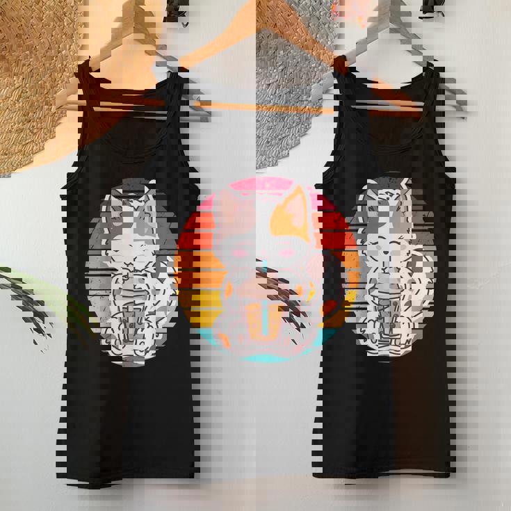 Kawaii Cat Boba Tea Bubble Anime Japanese Neko Girls Ns Women Tank Top Personalized Gifts
