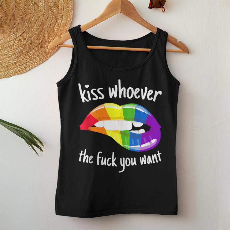 Kiss Whoever The F You Want I Lgbt Rainbow I Gay Pride Women Tank Top Unique Gifts